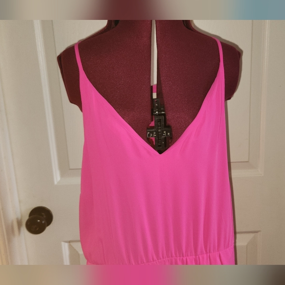 Amanda Uprichard × Le Tote Large Hot Pink Tulip Strappy Dress - Picture 2 of 10